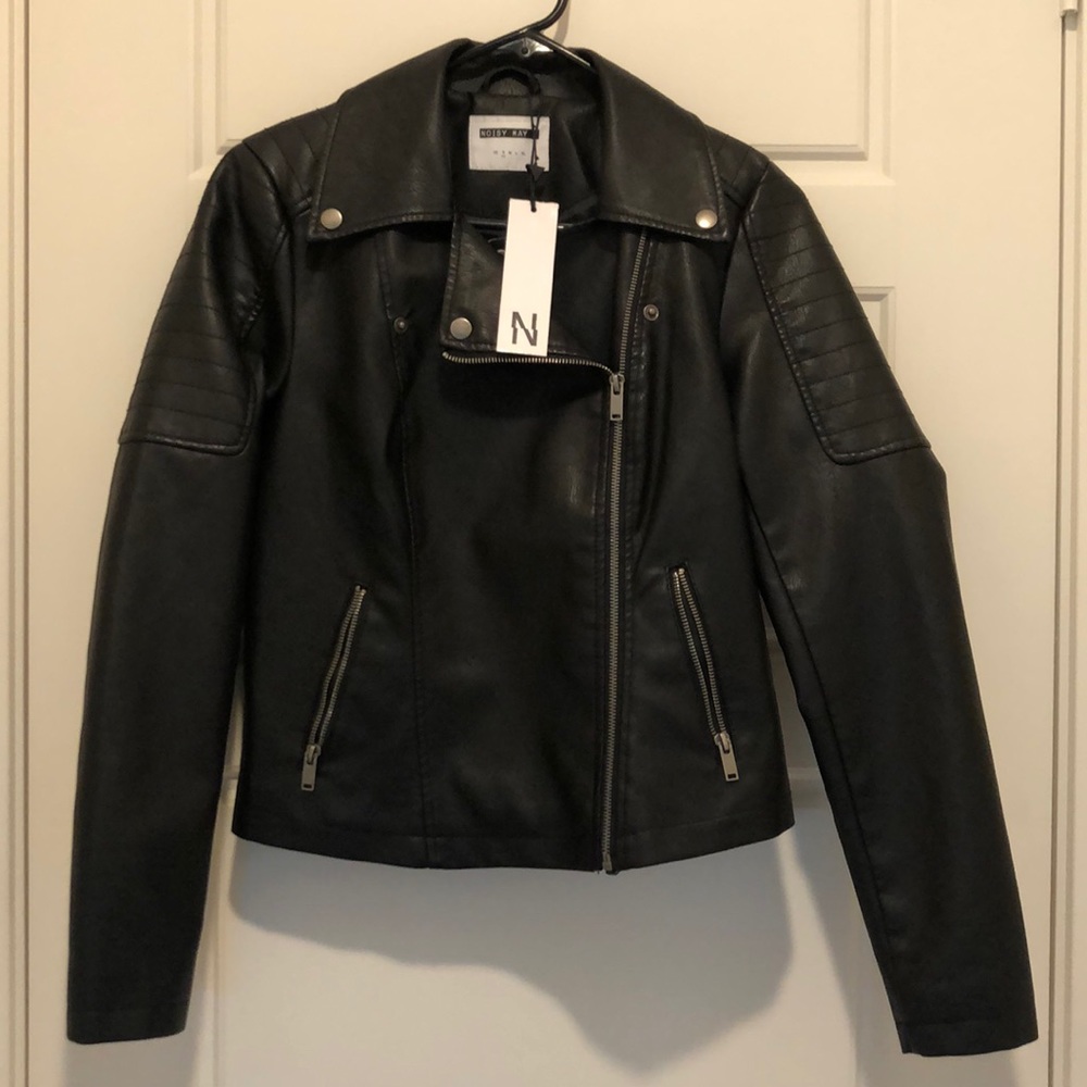 Noisy May Leather Jacket - Black